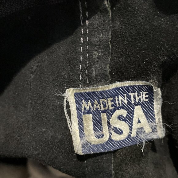 Vintage Native American Suede Leather Bag Crossbody Black Fringe Conch Boho - Picture 6 of 10